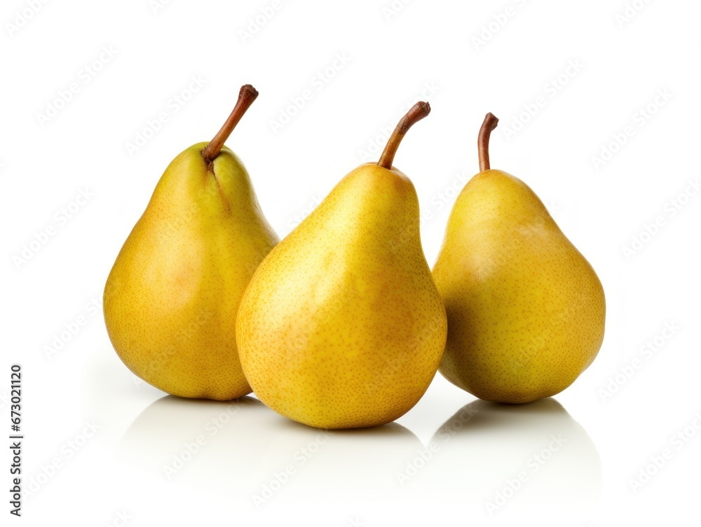 Three yellow pears isolated on white background Three yellow pears isolated on white background