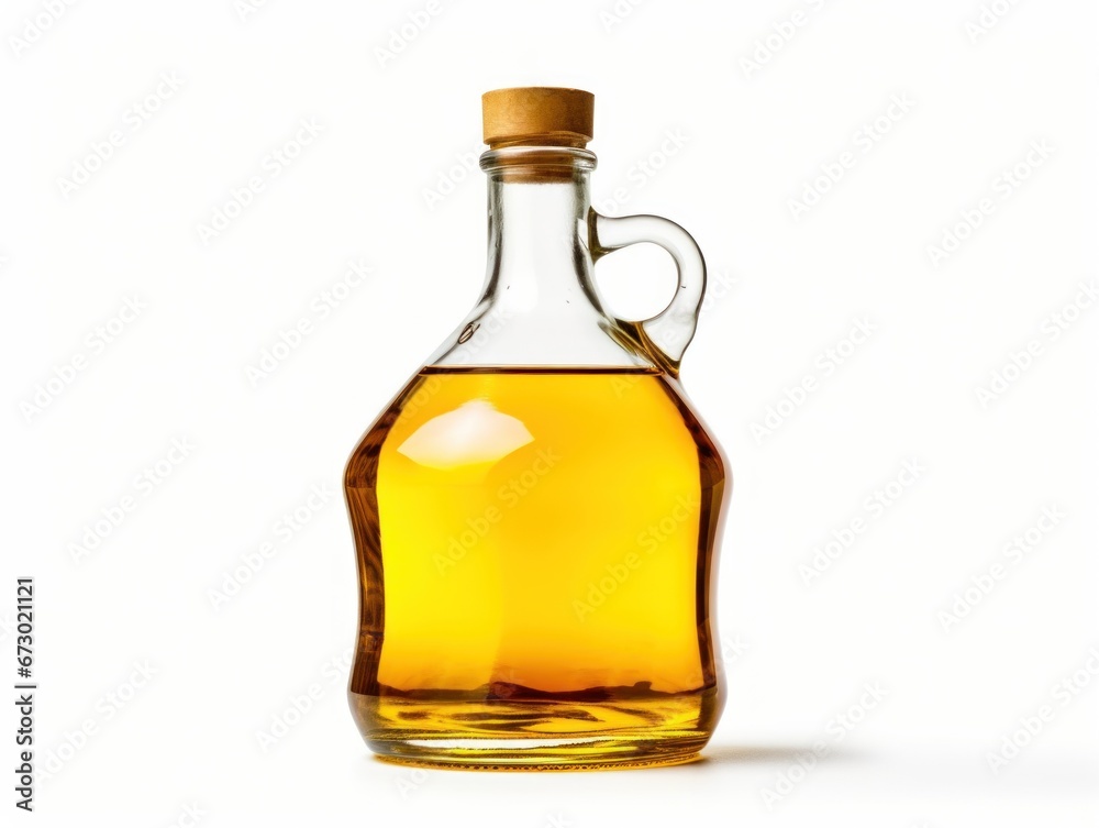 Bottle with vegetable oil isolated on white background