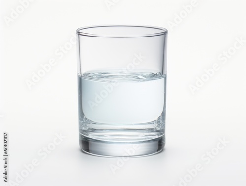 Water in a glass beaker isolated on white background