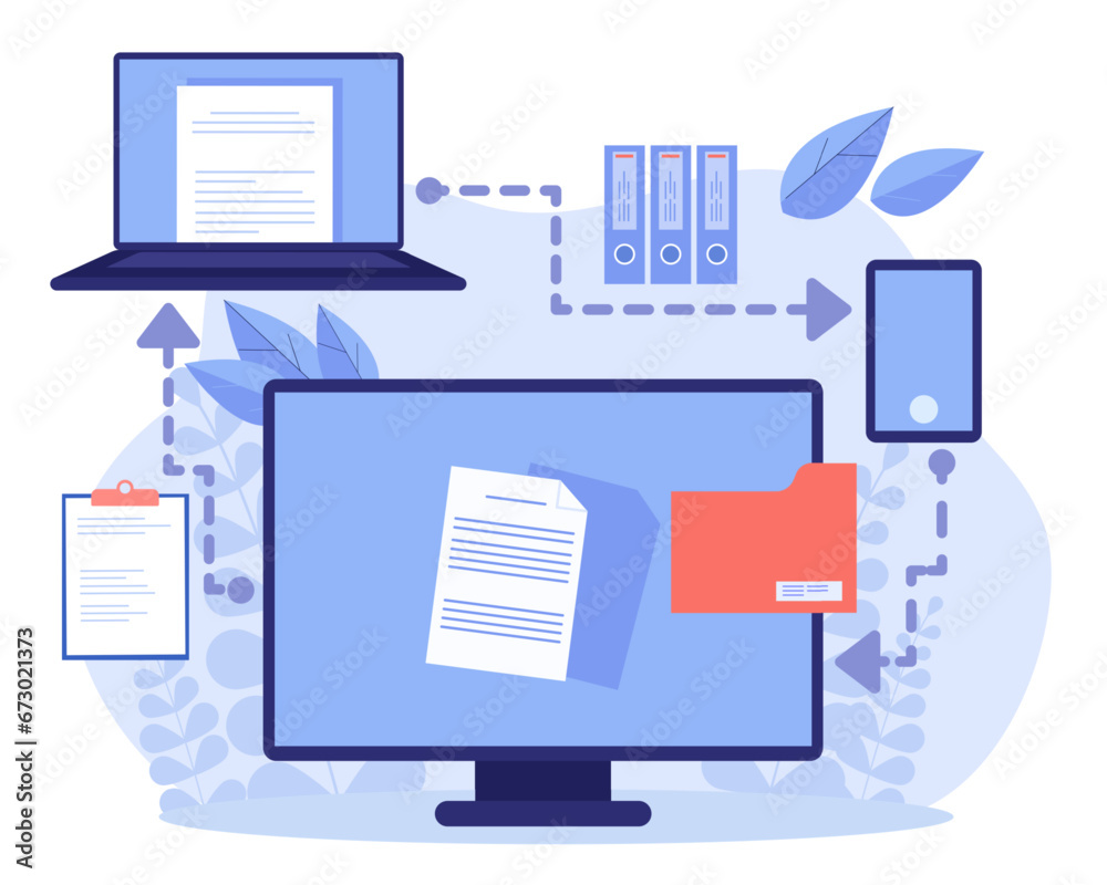 Modern devices with process of electronic document interchange. Flat