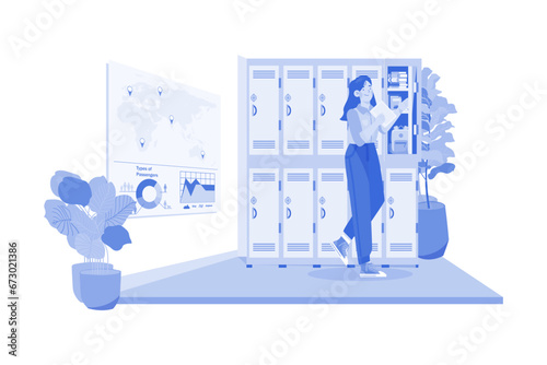 School Locker Room Illustration concept on white background