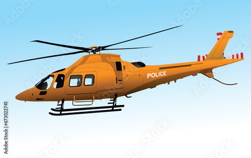 Police Helicopter. Vector 3d