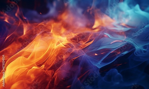AI generated illustration of An abstract of a vibrant mix of red and blue fire