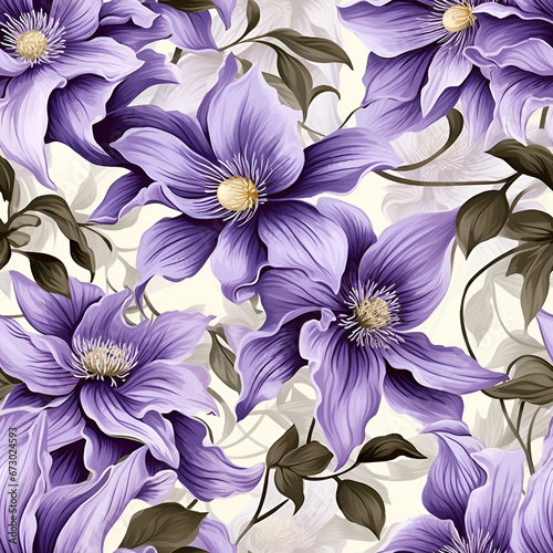 hand-drawn purple clematis  floral background  backdrop  natural texture .