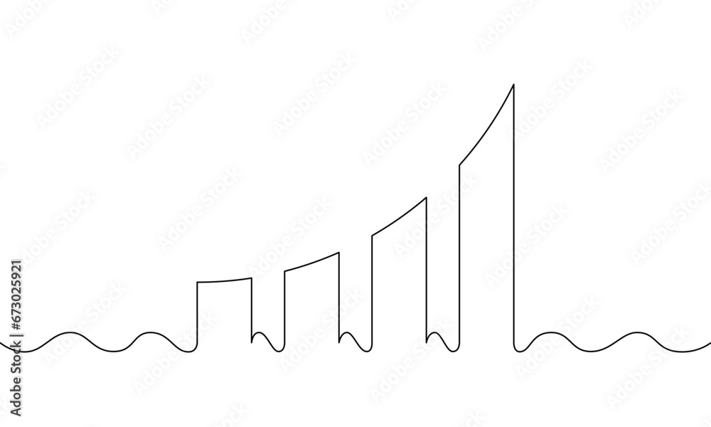 Continuous line drawing of graph. Bar chart icon. Illustration vector of business growth. Single line art. Object one line Continuous line drawing of graph. Bar chart icon. Illustration vector of business growth. Single line art. Object one line