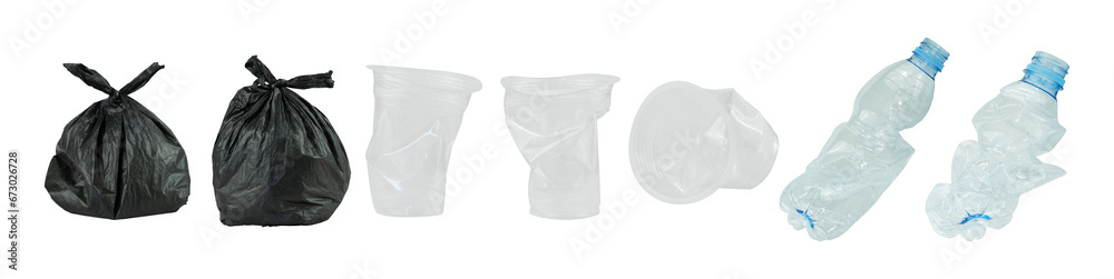 set of plastic trash isolated