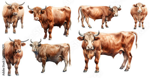 Cow watercolor illustration clipart. Generative AI.