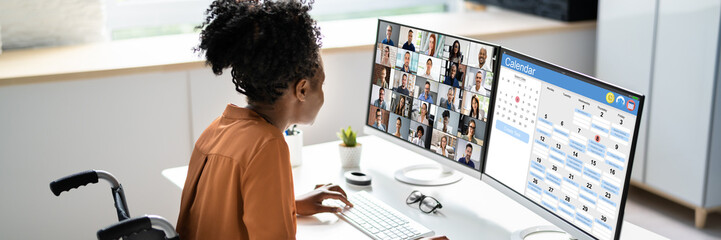 Virtual Conference Agenda On Multiple Computers