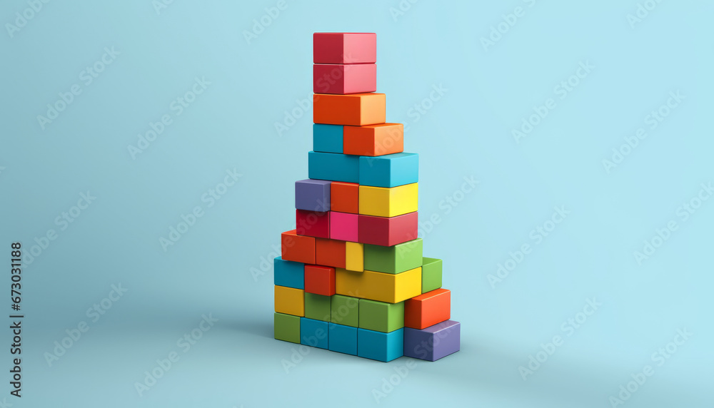 Fototapeta premium Minimalist colorful block stack mockup. generative ai