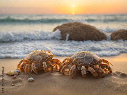 Hermit crabs at the beach