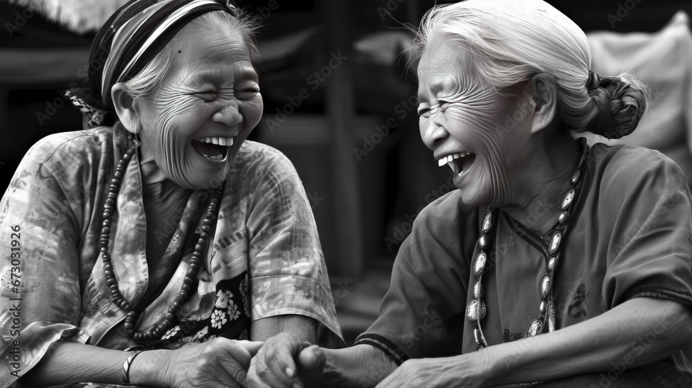 Thai grandmas spread joy through laughter. generative ai