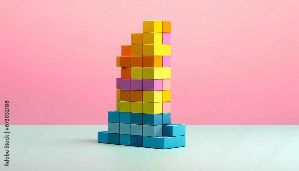Fototapeta premium Minimalist colorful block stack mockup.generative ai