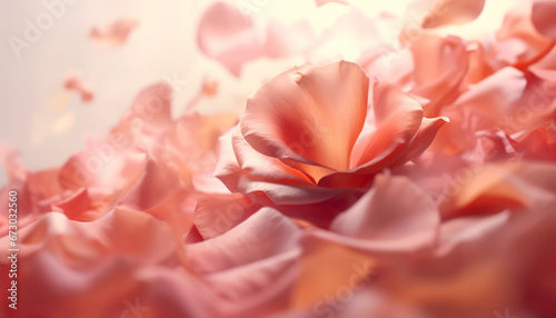 Ethereal rose petals spiraling in soft light.generative ai