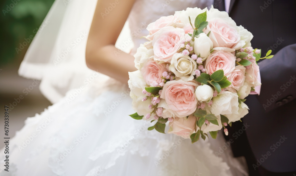 bride holding bouquet of flowers