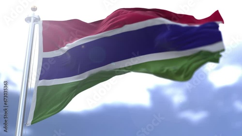 Gambia flag waving against the sky. High quality 4k footage photo