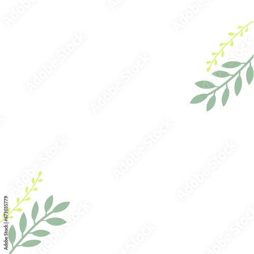 Frame Corners with Green Leaves or Foliage Vector Illustration