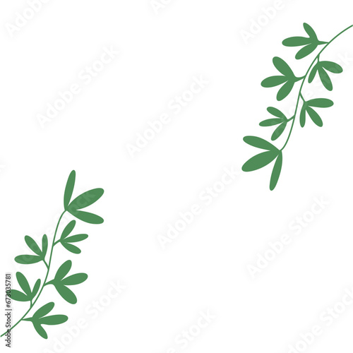 Frame Corners with Green Leaves or Foliage Vector Illustration