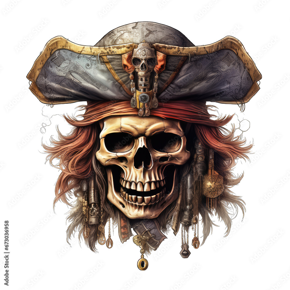 Pirate Hat Skull Isolated on Transparent or White Background, PNG Stock ...