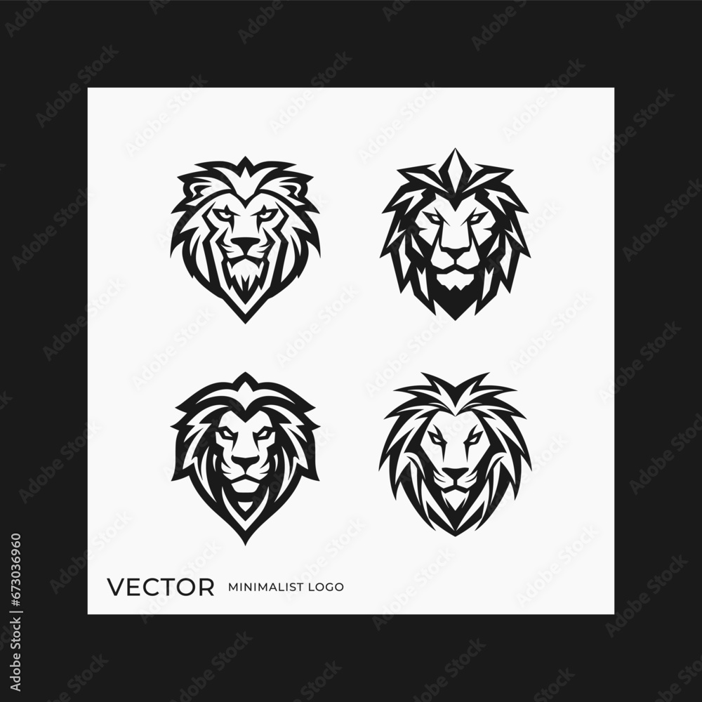 Fototapeta premium Lion head logo premium set, simple elegant symbol company, luxury brand identity