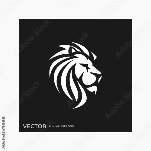 Lion head logo, round clean, and simple technology brand, company minimalist logogram