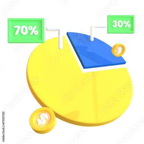 3D Graph Business Illustration. 3D Business Illustration photo