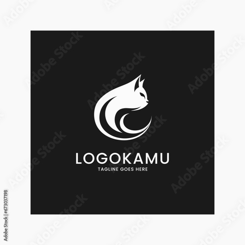 Modern logo fire cat for company, minimalist and simple symbol icon