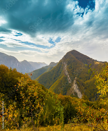 Beautiful autumn colors and scenery in a mountain region in Eastern Europe