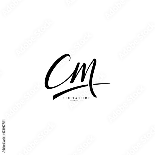 CM initial signature logo. Handwriting logo template vector