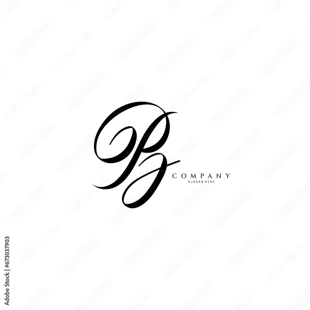 PJ initial handwriting logo. Monogram letter signature vector PJ initial handwriting logo. Monogram letter signature vector