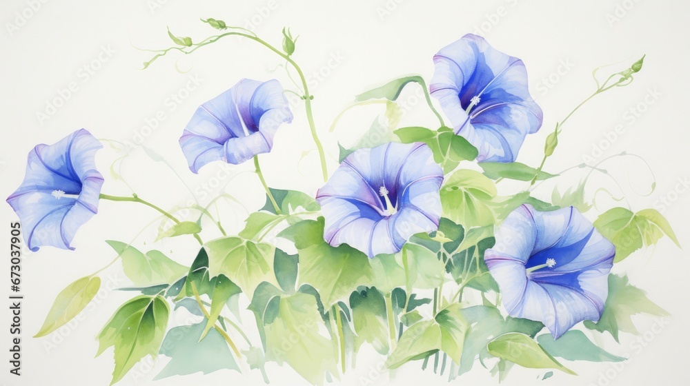 A Japanese summer gift box featuring a paper design adorned with a watercolor painting of morning glory. The design includes Japanese characters with a meaningful message
