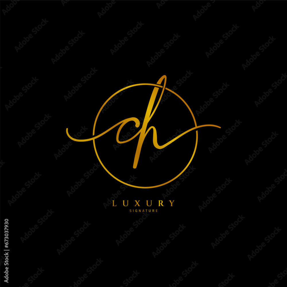 CH initial signature logo. Handwriting logo template vector CH initial signature logo. Handwriting logo template vector