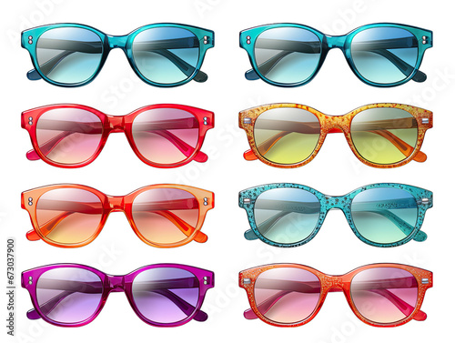 Set of Novelty Sunglasses Isolated on Transparent or White Background, PNG