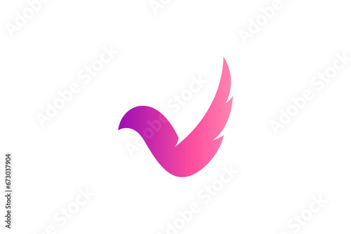 letter v and wings simple logo template photo
