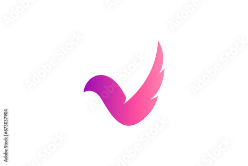 letter v and wings simple logo template