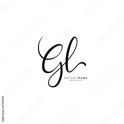 GL initial signature logo. Handwritten monogram vector photo