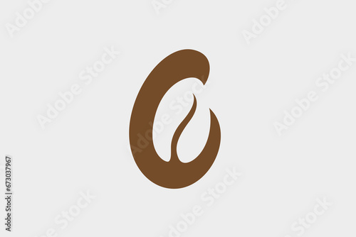 letter c and coffee flat logo design
