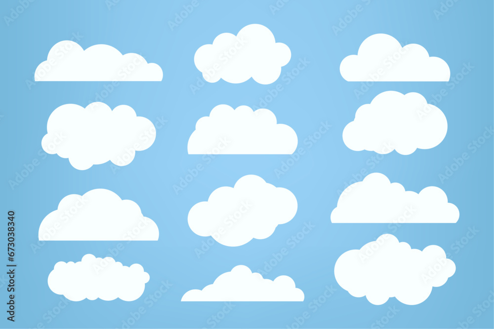 Set of paper cut of white clouds, clouds element, clouds caroon style, in a flat design. White cloud collection Set of paper cut of white clouds, clouds element, clouds caroon style, in a flat design. White cloud collection