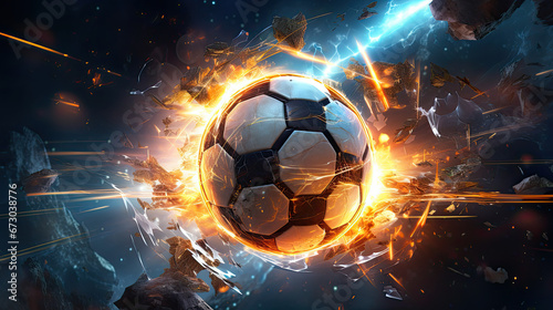 soccer ball with fire, soccer ball in action © Planetz