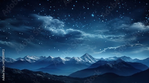 Stars twinkle above as mountains stand in silent watch