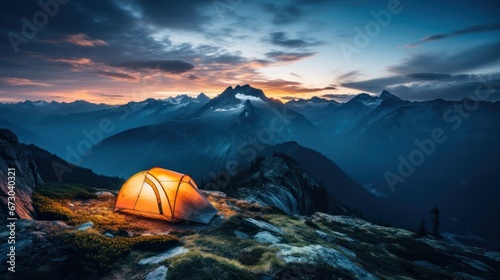 Camping high amongst the mountains, embraced by nature
