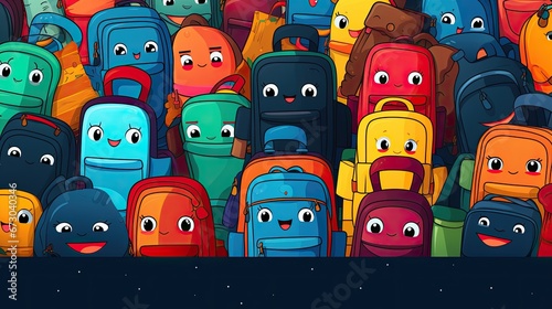 cute cartoon style school backpack background