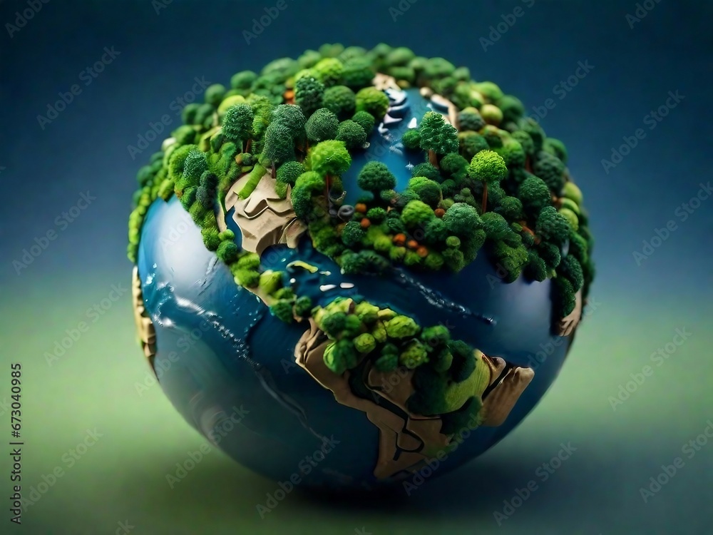 Fototapeta premium green planet surrounded by trees