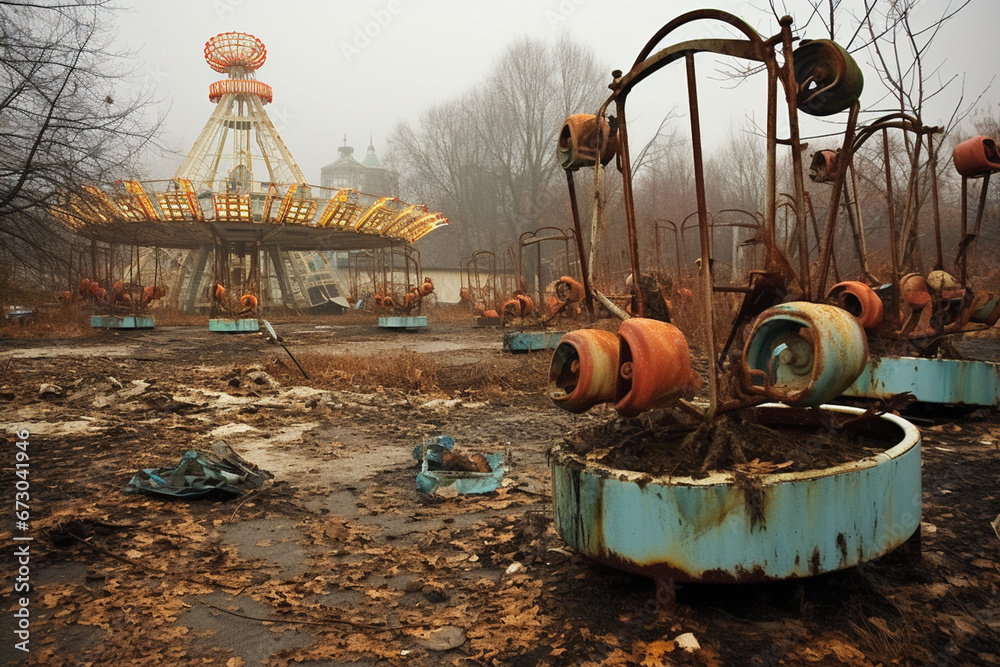 廃業となった遊園地跡に残る施設 StockFoto Adobe Stock