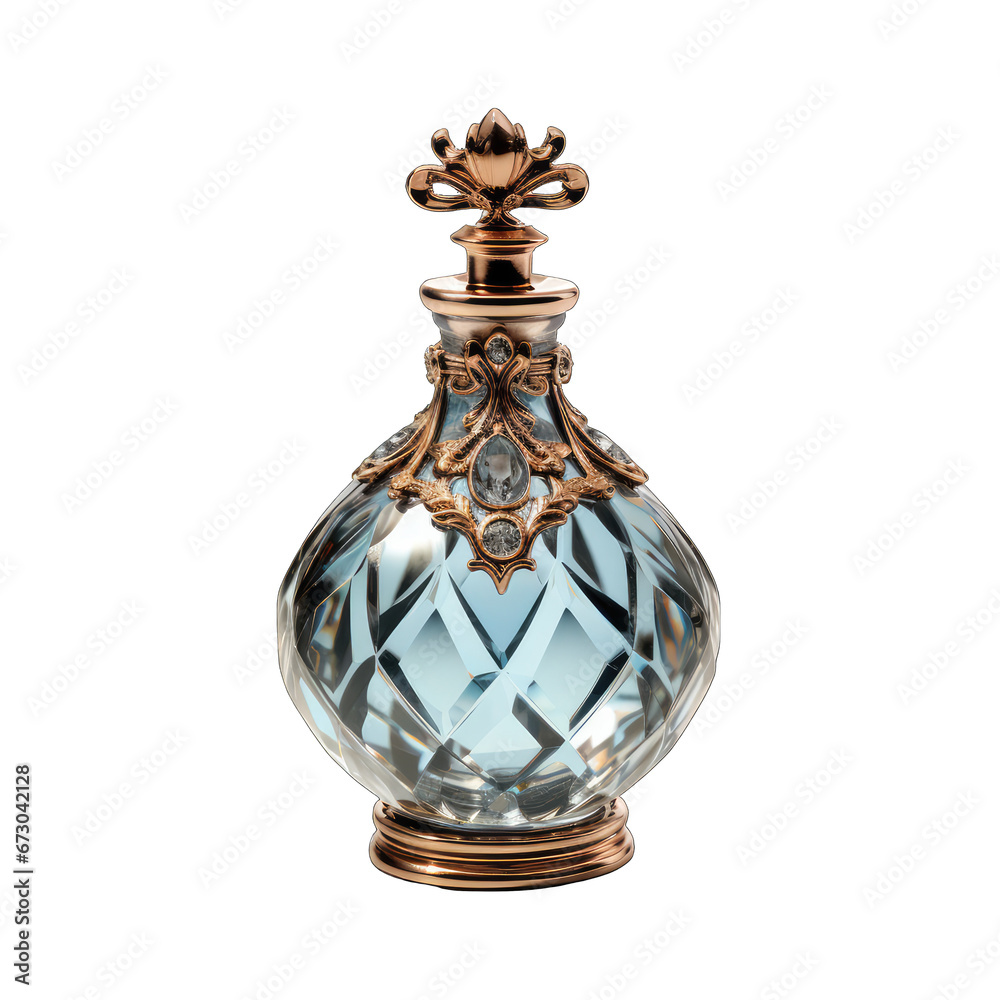 Elegant Perfume Bottle with Crystal Stopper Isolated on Transparent or White Background, PNG Elegant Perfume Bottle with Crystal Stopper Isolated on Transparent or White Background, PNG