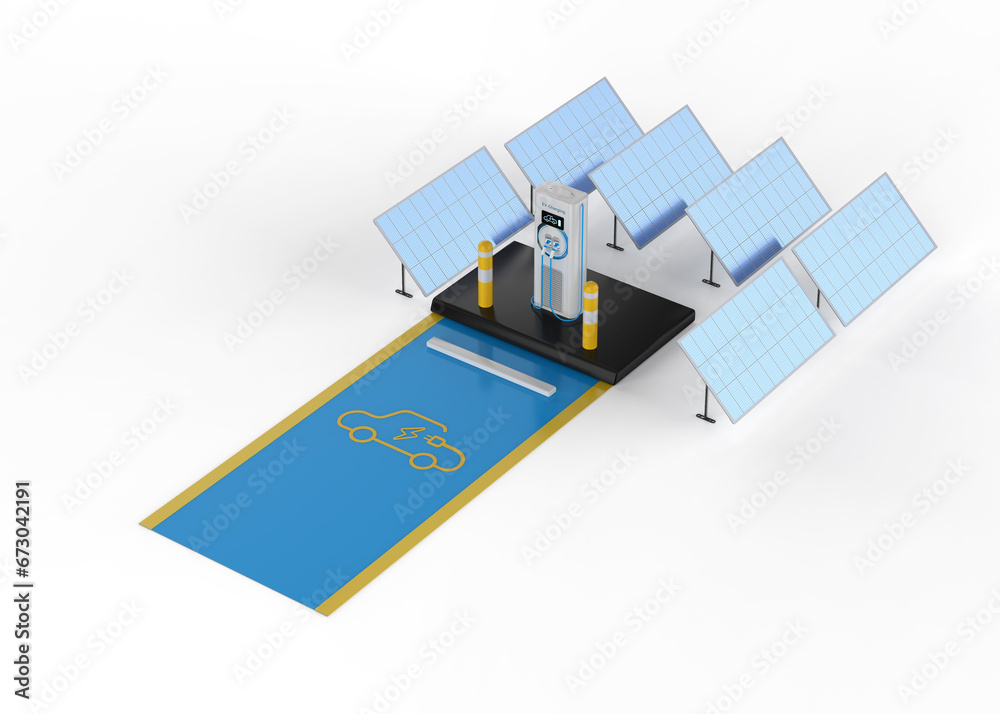 EV charging station or electric vehicle recharging station with solar panels EV charging station or electric vehicle recharging station with solar panels