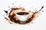 Photo of a realistic still life painting of a coffee cup on a delicate saucer