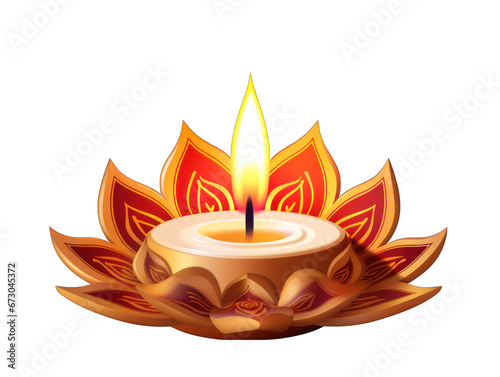 Diwali Candle Isolated on Transparent or White Background, PNG