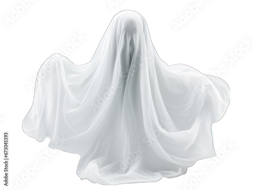 Translucent Ghost Floating Isolated on Transparent or White Background, PNG