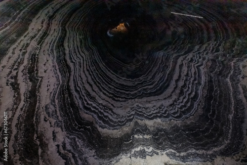 The colorful  splendor of colorful stripes on the walls of the Kolonel salt cave in Mount Sodom in southern Israel