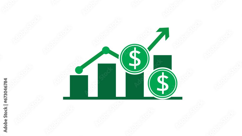 A business graph with magnify glass arrow icon vector file .. A business graph with magnify glass arrow icon vector file ..